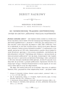 Ku nowoczesnej tragedii historycznej (wstęp do lektury &bdquo;Kr&oacute;lowej&rdquo; Felicjana Faleńskiego)