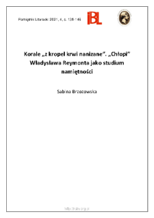 Korale &bdquo;z kropel krwi nanizane&rdquo;. &bdquo;Chłopi&rdquo; Władysława Reymonta jako studium namiętności