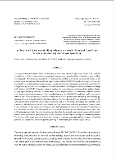 Effects of the COVID-19 Pandemic on Multilingual Families from a Sociolinguistic Perspective