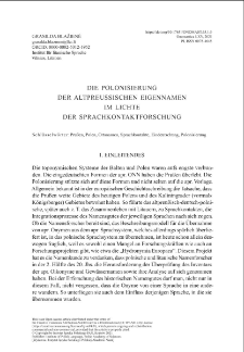 Polonization of Prussian toponyms in the light of language contacts