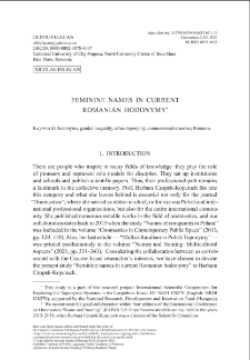 Feminine names in current Romanian hodonymy