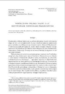 Contemporary Polish street names motivated by transitional toponyms