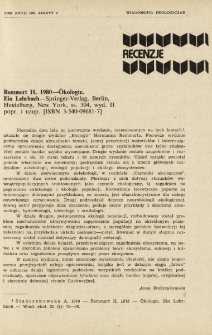 Remmert H. 1980 - Okologie. Ein Lehrbuch - Springer-Verlag, Berlin, Heidelberg, New York, ss. 304, wyd. II popr. i uzup. [ISBN 3-540-09681-7]