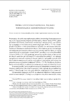 An attempt to systematize Polish cosmonomastic terminology