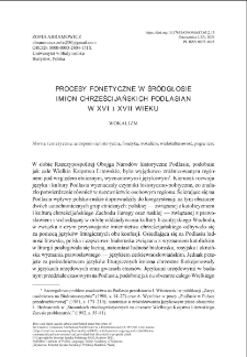 Phonetic processes in the inlaut of Christian names of Podlasie people in the 16th-17th centuries. Vocalism