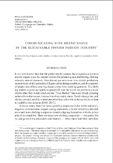Communicating with brand names in the sustainable Finnish fashion industry