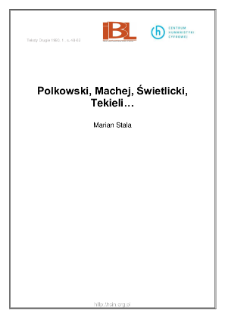 Polkowski, Machej, Świetlicki, Tekieli...