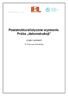 Poststrukturalistyczne wyzwanie. Pr&oacute;ba "dekonstrukcji"
