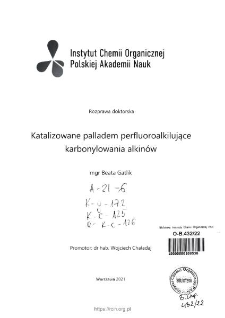 Katalizowane palladem perfluoroalkilujace karbonylowania alkin&oacute;w