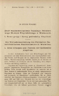 Zbi&oacute;r malakozoologiczny Polskiego Państwowego Muzeum Przyrodniczego w Warszawie. 1, Nowe grupy i formy podrodziny Alopiinae
