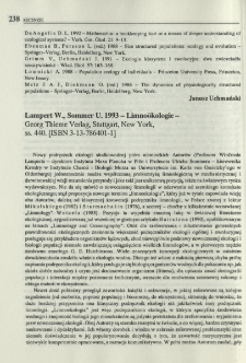 Lampert W., Sommer U. 1993 - Limnookologie - Georg Thieme Verlag, Stuttgart, New York, ss. 440. [ISBN 3-13-786401-1]