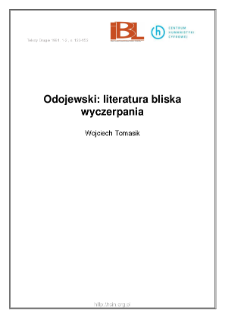 Odojewski: literatura bliska wyczerpania