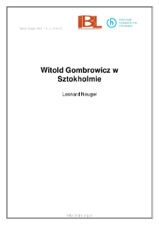 Witold Gombrowicz w Sztokholmie