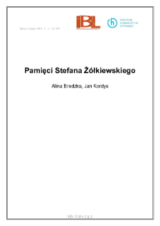 Pamięci Stefana Ż&oacute;łkiewskiego
