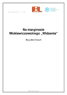 Na marginesie Mickiewiczowskiego "Widzenia"