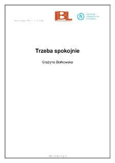 Trzeba spokojnie
