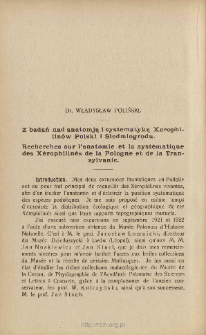 Z badań nad anatomją i systematyką Xerophilin&oacute;w Polski i Siedmiogrodu