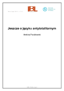 Jeszcze o języku antytotalitarnym