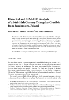 Historical and SEM-EDS Analysis of a 14th-16th Century Triangular Crucible from Sandomierz, Poland