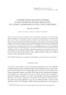 Undercommunicated Stories in Boundary Building Processes: Successful Romanies in the Czech Republic