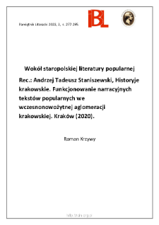Wok&oacute;ł staropolskiej literatury popularnej
