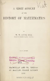 A short account of the history of mathematics