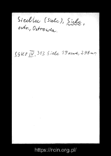 Sielc. Files of Ostrow Mazowiecka district in the Middle Ages. Files of Historico-Geographical Dictionary of Masovia in the Middle Ages