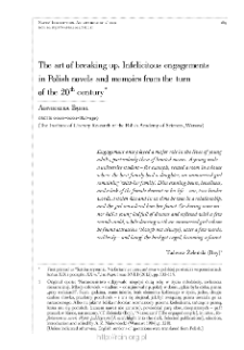 The art of breaking up. Infelicitous engagements in Polish novels and memoirs from the turn of the 20th century