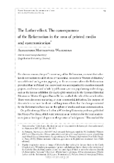 The Luther effect. The consequences of the Reformation in the area of printed media and communication