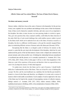 Affective Future and Non-existent History. The Issue of Future Past in Memory Research