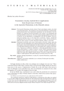 Uncommon everyday married life in supplications from the province of Gnieznoto the Apostolic Penitentiary in the fifteenth century