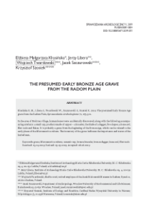 The presumed Early Bronze Age grave from the Radom Plain