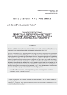 Great expectations: reflections on the 20th anniversary of Poland&rsquo;s motorway construction rescue archaeology programme