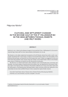 Cultural and settlement changes in the second half of the 4th millennium BC in the area between the Bug, Dniestr and Prut rivers