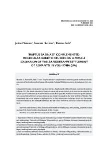 &ldquo;Raptus Sabinae?&rdquo; complemented: molecular genetic studies on a female calvarium of the Bandkeramik settlement of Rovantsi in Volhynia (UA)