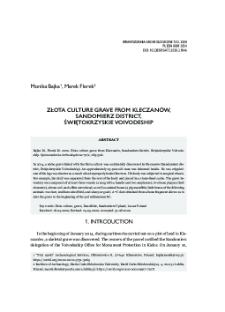 Złota culture grave from Kleczan&oacute;w, Sandomierz District, Świętokrzyskie Voivodeship