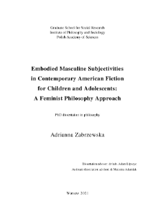 Embodied Masculine Subjectivities in Contemporary American Fiction for Children and Adolescents : A Feminist Philosophy Approach
