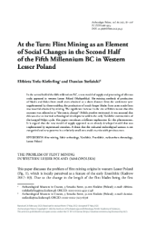 At the Turn: Flint Mining as an Element of Social Changes in the Second Half of the Fifth Millennium BC in Western Lesser Poland