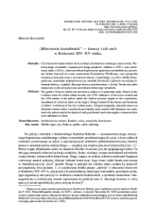 &bdquo;Mistrzowie koziobrodzi&rdquo; &mdash; krawcy i ich cech w Krakowie XIV&ndash;XV wieku