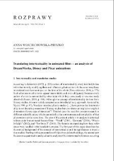 Translating intertextuality in animated films – an analysis of DreamWorks, Disney and Pixar animations