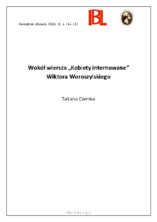 Wok&oacute;ł wiersza &bdquo;Kobiety internowane&rdquo; Wiktora Woroszylskiego
