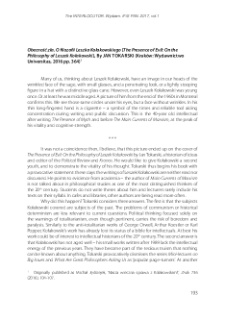 Obecność zła. O filozofii Leszka Kołakowskiego [The Presence of Evil : On the Philosophy of Leszek Kołakowski], by Jan Tokarski