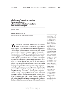 &bdquo;Polityczne&rdquo; kłopoty ze zwrotem transnarodowym. &bdquo;Transnational Studies&rdquo; a badania literatur narodowych