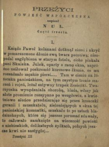 Przeżyci : powieść wsp&oacute;łczesna. Cz. 3