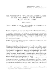 The Post-Peasant Populism of Eastern Europe: On Resilience and the Mobilisation of an Economic Base
