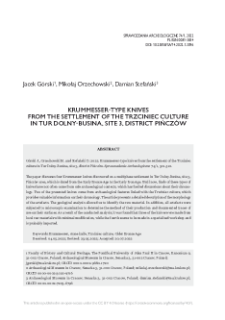 Krummesser-type knives from the settlement of the Trzciniec culture in Tur Dolny-Busina, site 3, district Pińcz&oacute;w