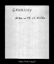 Gawrony. Files of Bielsk district in the Middle Ages. Files of Historico-Geographical Dictionary of Masovia in the Middle Ages