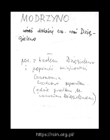 Modrzyno. Files of Bielsk district in the Middle Ages. Files of Historico-Geographical Dictionary of Masovia in the Middle Ages