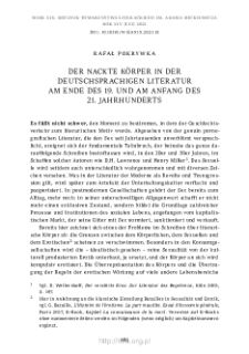 Der nackte K&ouml;rper in der deutschsprachigen Literatur am Ende des 19. Jahrhunderts und am Anfang des 21. Jahrhunderts