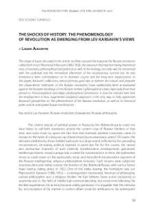 The shocks of history. The phenomenology of revolution as emerging from Leo Karsavin&rsquo;s views